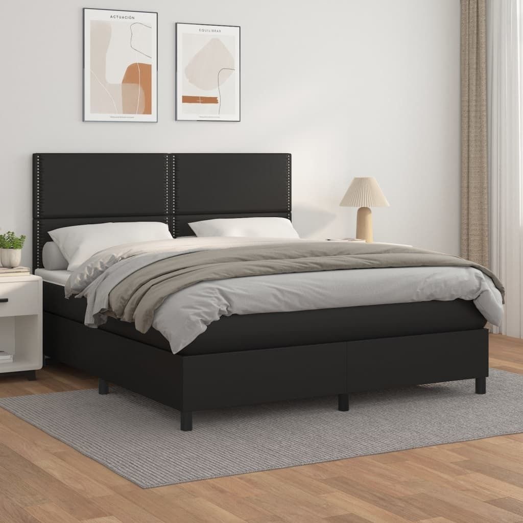 Maison Exclusive - Boxspringbett mit Matratze Schwarz 180x200 cm Kunstleder