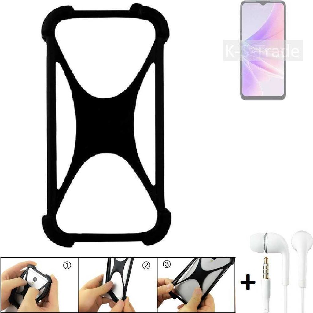 K-S-Trade Handy-Hülle + headphones kompatibel mit Oppo K10 5G India Schutz-Hülle Bumper Silikon Cover Case Silikoncase Silikonbumper TPU Softcase