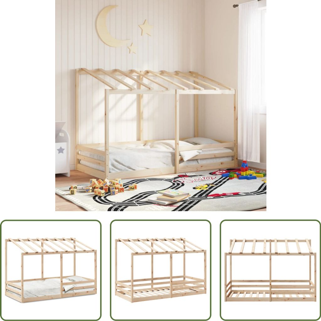 The Living Store Kinderbett mit Dach 80x200 cm Massivholz Produktbild 