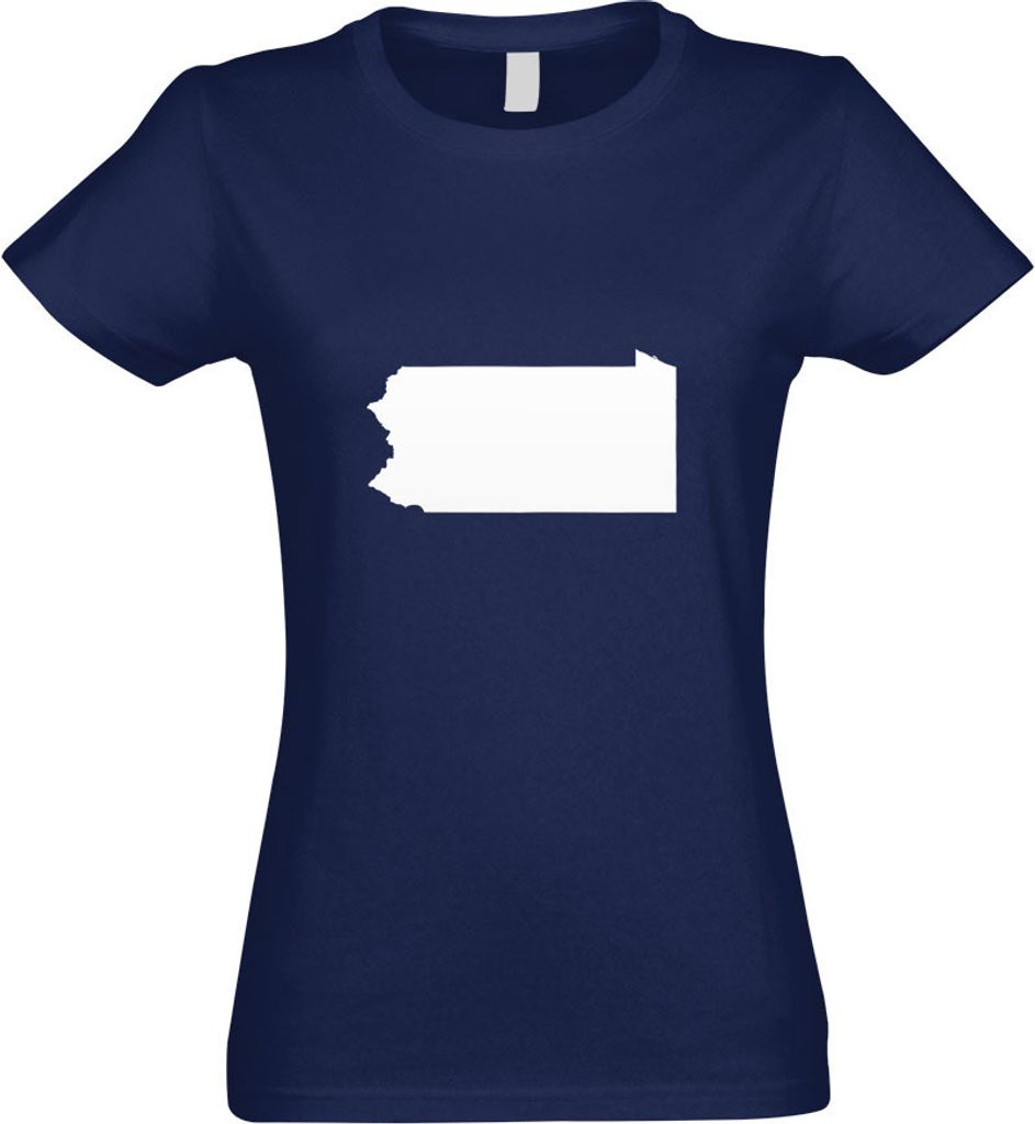 Kiwistar - T-Shirt tailliert - Damen - Navy - USA - Bundesstaat - Pennsylvania - mit Motiv Bedruckt - Funshirt Design - Sport - Freizeit - Damen - M