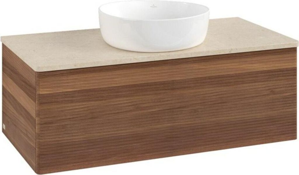V&B Waschtischunterschrank mit Frontstruktur Antao 100x36x50cm, WBP-farbe botti., w. walnut