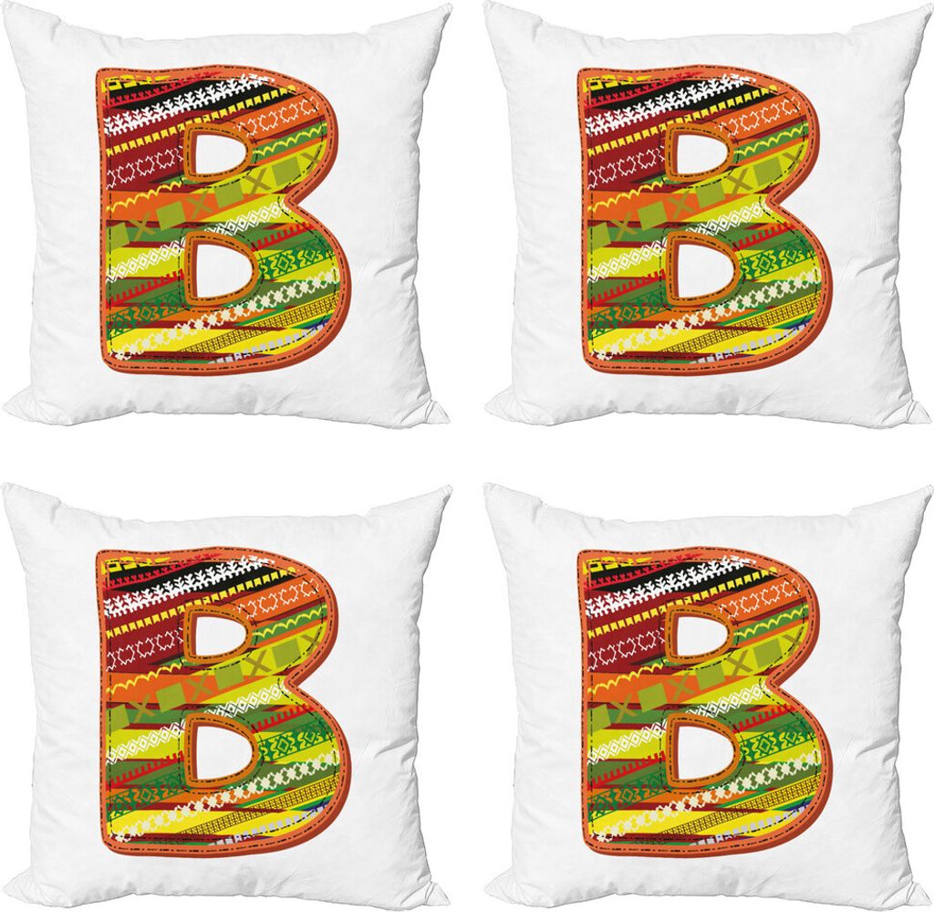 ABAKUHAUS Buchstabe b Kissenbezug Set (4 Stück), Winter Inspired Art, Moderner Doppelseitiger Digitaldruck, 60 cm x 60 cm, Mehrfarbig