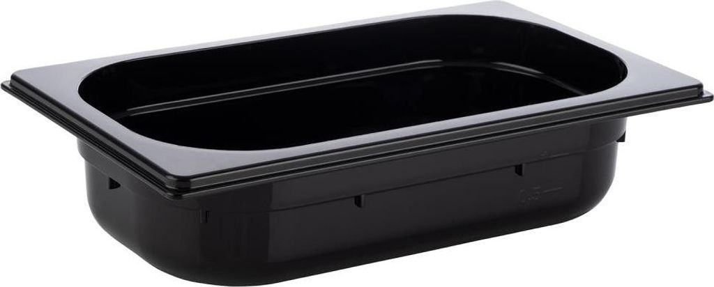 APS 82072 GN 1/4 Behälter, Polycarbonat, 26,5 x 16,2 cm, Tiefe 65 mm, 1,7 Liter, schwarz
