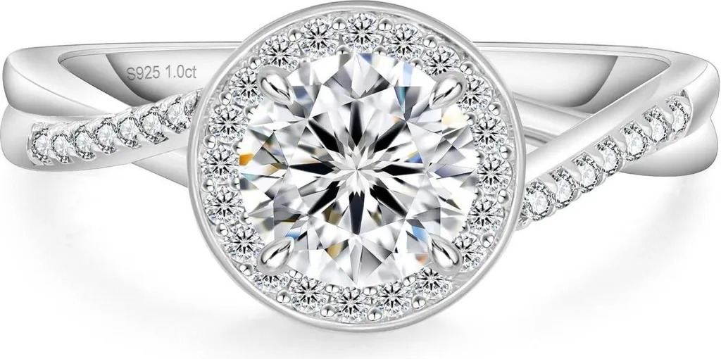 Bague de fiançailles Moissanite 1 carat en Argent 925 - Modèle Stella 50