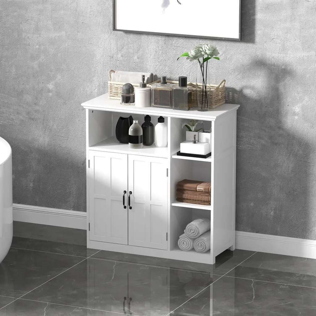 Commode de Salle de Bain Blanche 80x34x81cm avec Rangement Modulable - 8