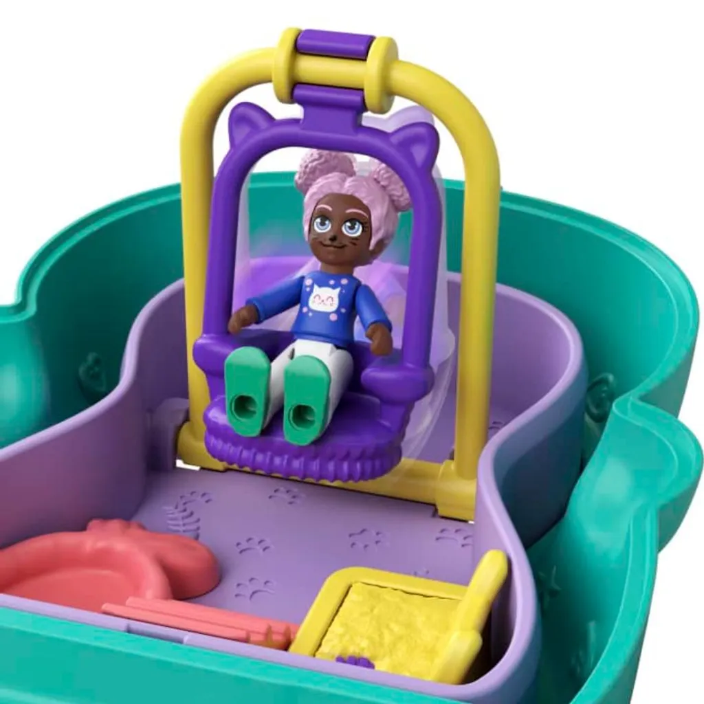 Polly Pocket Coffret Chat Transformable avec Mini-Poupée et Surprises