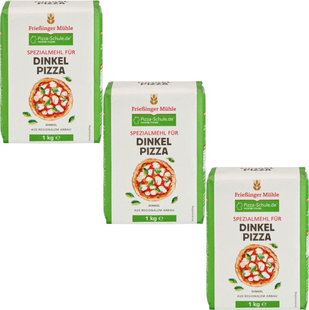 Frießinger Mühle Spezialmehl für Dinkel-Pizza 1 kg (3er Produktbild 