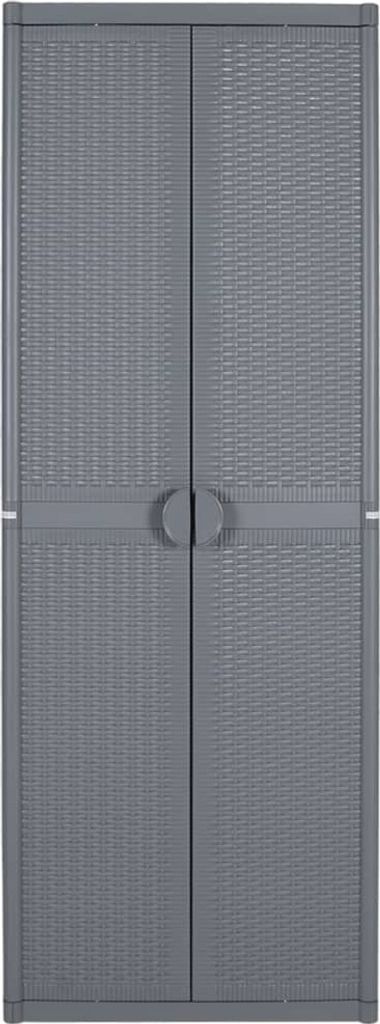 vidaXL Szafka ogrodowa szara 65x45x172 cm PP rattan Zdjęcie produktu 