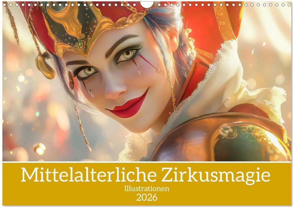 Mittelalterliche Zirkusmagie - Illustrationen (Wandkalender 2026 DIN A3 quer), CALVENDO Monatskalender