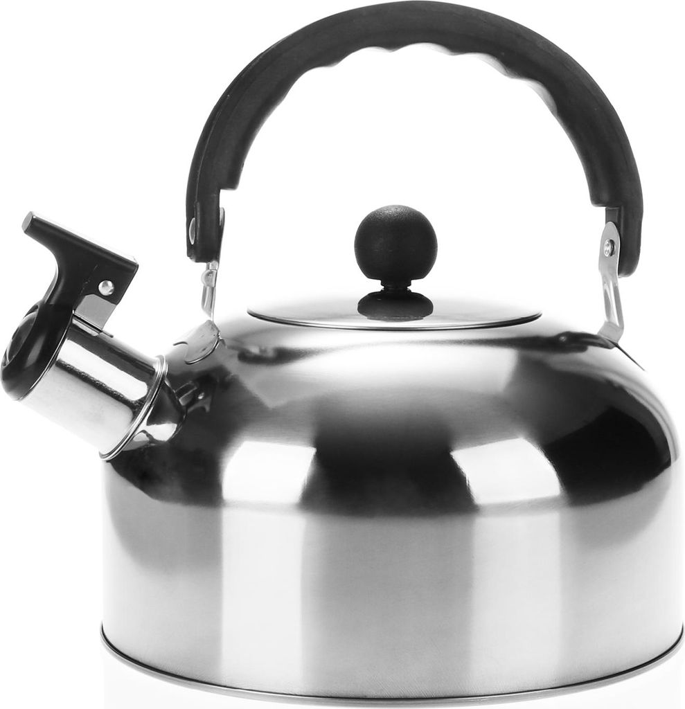 COM-FOUR Teekessel 1,5 L - Camping Wasserkessel aus rostfreiem Edelstahl - Flötenkessel zum Wasserkochen - Retro Kessel