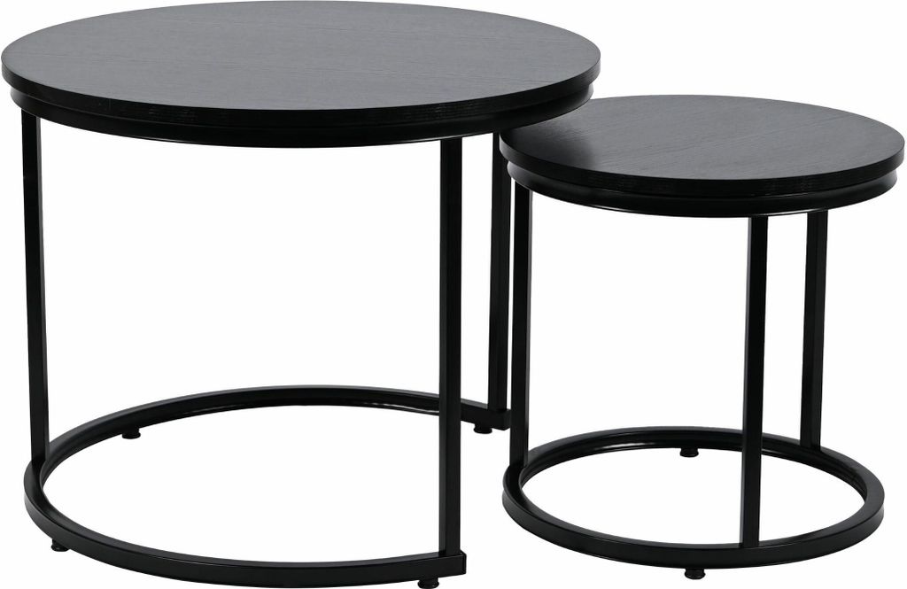 Zestaw Stoliki Kawowe Loft 60/40 cm Czarny Zdjęcie produktu 