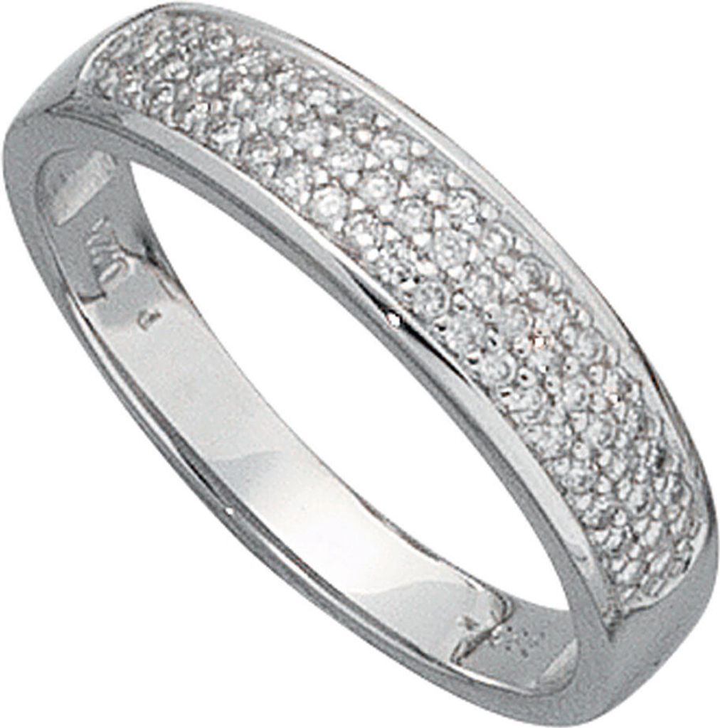 Goldring mit Diamanten 50 Brillanten 585 Gold Weißgold Fingerschmuck für Damen Innenumfang 54mm Ø17.2mm