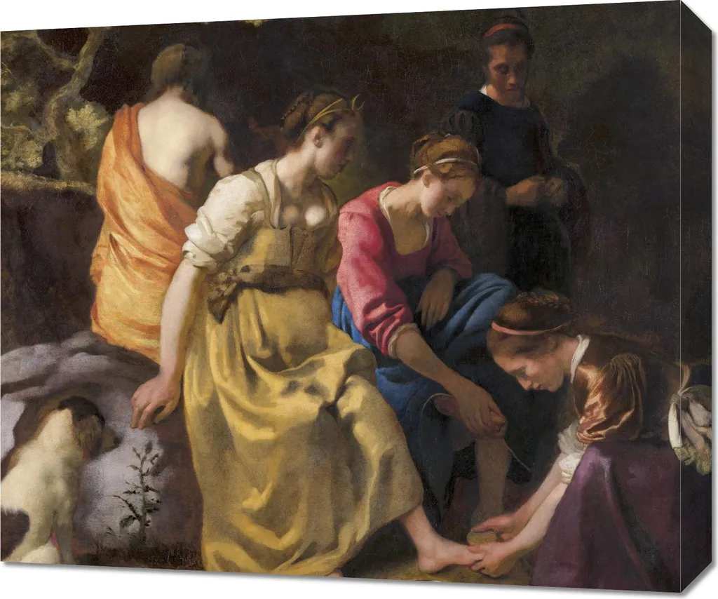 Quadro Vermeer Diana e le sue ninfe 60x50 cm - Riproduzione Vintage