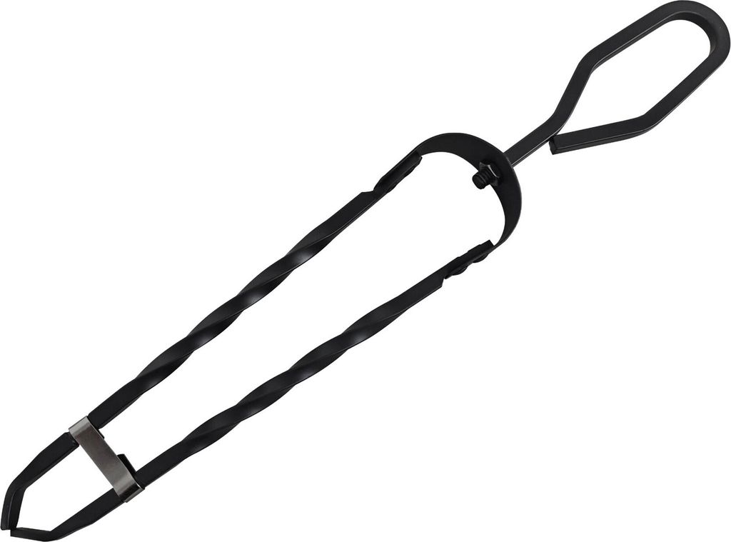 Relaxdays Kaminholzzange, Schmiedeeisen, 46 cm lang, Kaminzange für Holz & Briketts, Feuerzange Kamin, Ofen, schwarz