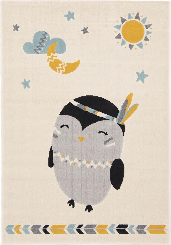 Kinderteppich COCOON - Wunderwelt - 120x170cm - Boho Spielteppich Pinguin, Wohnteppich für Kinderzimmer