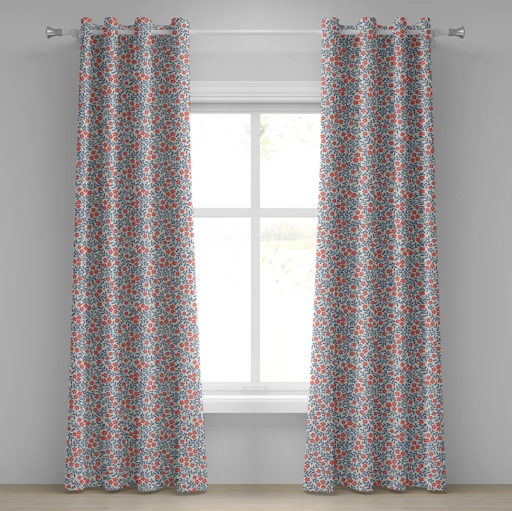 Tenda con Occhielli Lavabile ABAKUHAUS 280x225 | Rosso Blu Vintage