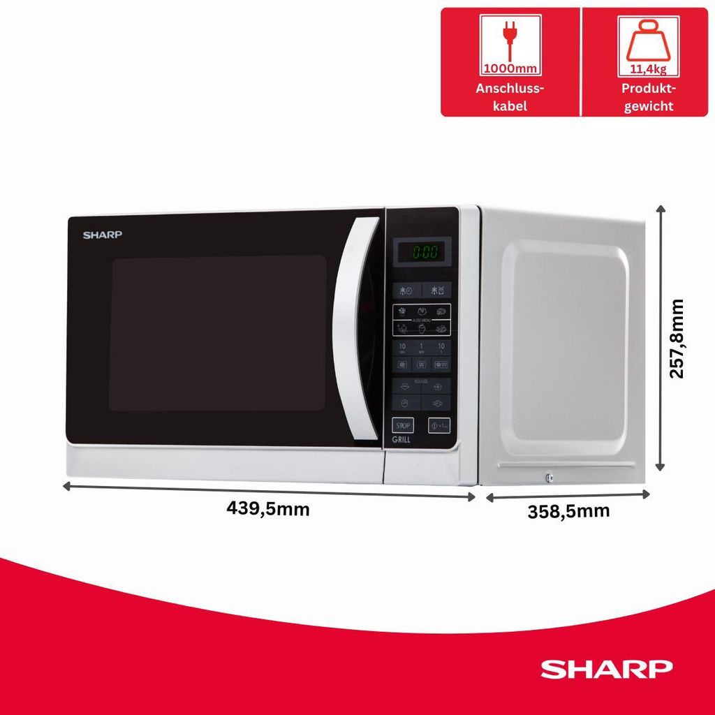 Mikrovlnná rúra Sharp R642INW s grilom, objem 20 litrov, Obrázok produktu 