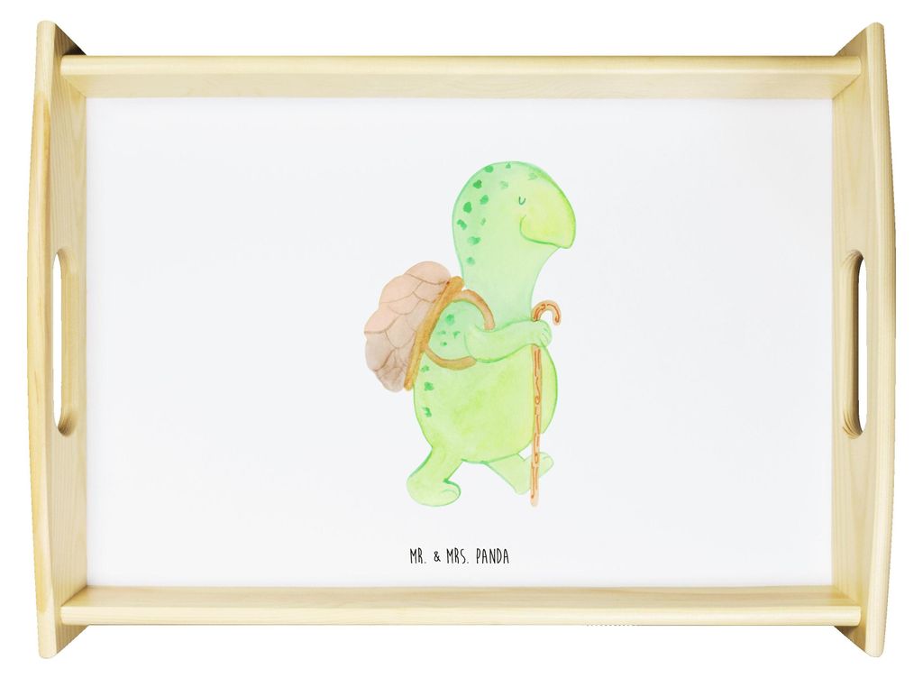 Mr. & Mrs. Panda serviertablett aus holz Schildkröte Wanderer - Weiß - Geschenk, Servier Tablett, Rucksack, Schildkröten, Sofa, Motivationssprü...