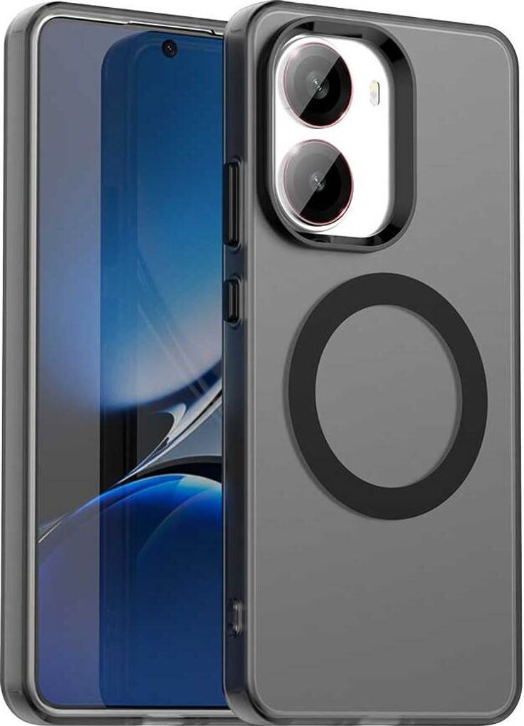 Magnetisch Hülle für Xiaomi Poco X7 Pro, Schlank Durchscheinend Matt Stoßfest Handyhülle Schwarz