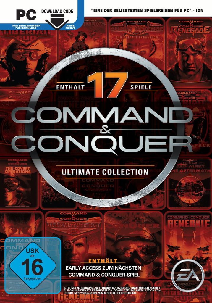 The image is a collage of game box art for the Command & Conquer Ultimate Collection, with the collection's title prominently displayed in the center.
