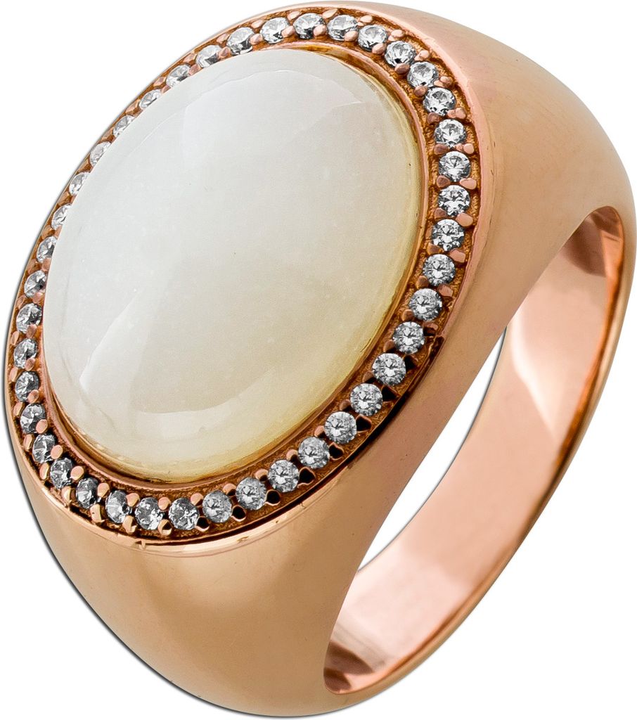 Mondsteinring Rosegold 333 8K rosa Edelstein 15.5ct synth. Brillanten 19