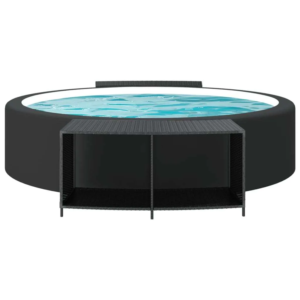 Étagères d'extérieur pour balcon et terrasse en poly rotin noir