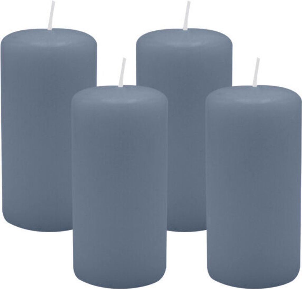 4er Set Adventskranzkerzen Pacific Blau Grau Ø 50 x 100 mm