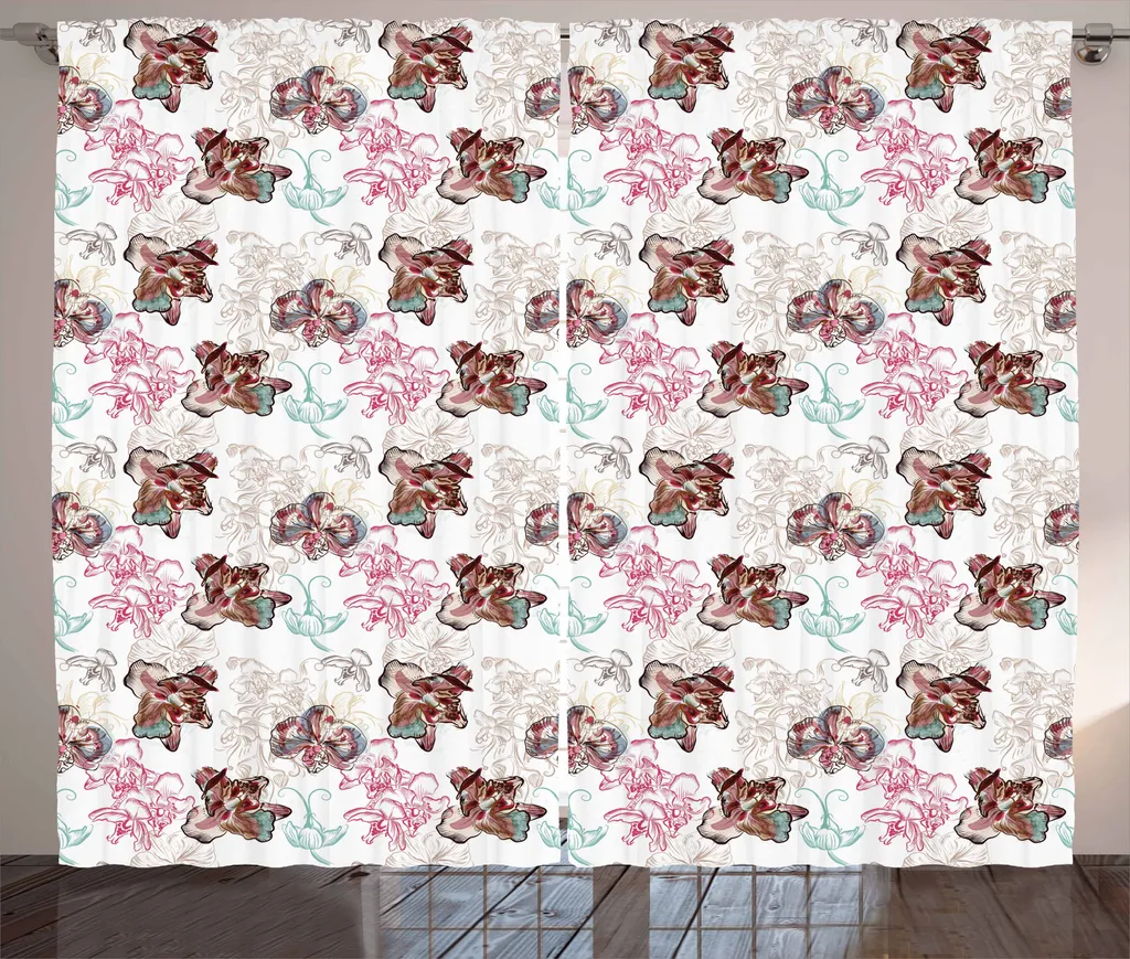Tenda ABAKUHAUS Orchidee Multicolore - 280x175 cm con Ganci e Passanti