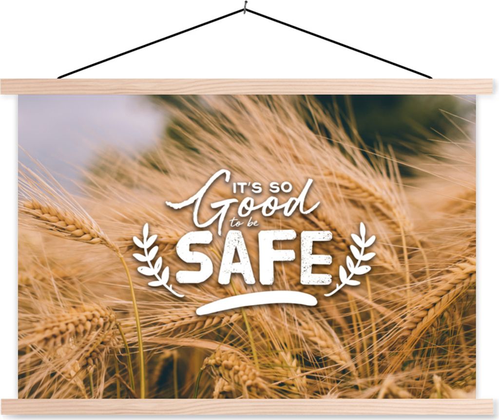 MuchoWow Textilposter Es ist gut, sicher zu sein" - Zitate - Sprichwörter 60x40 cm mit holzfarbenen Rahmen - Bilder