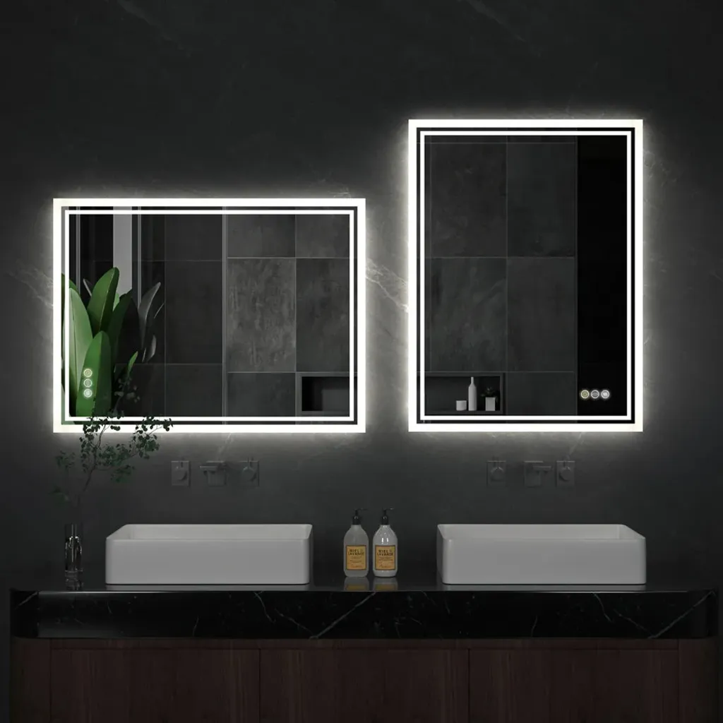 Miroir de bain tactile 60x80cm avec luminosité réglable et design
