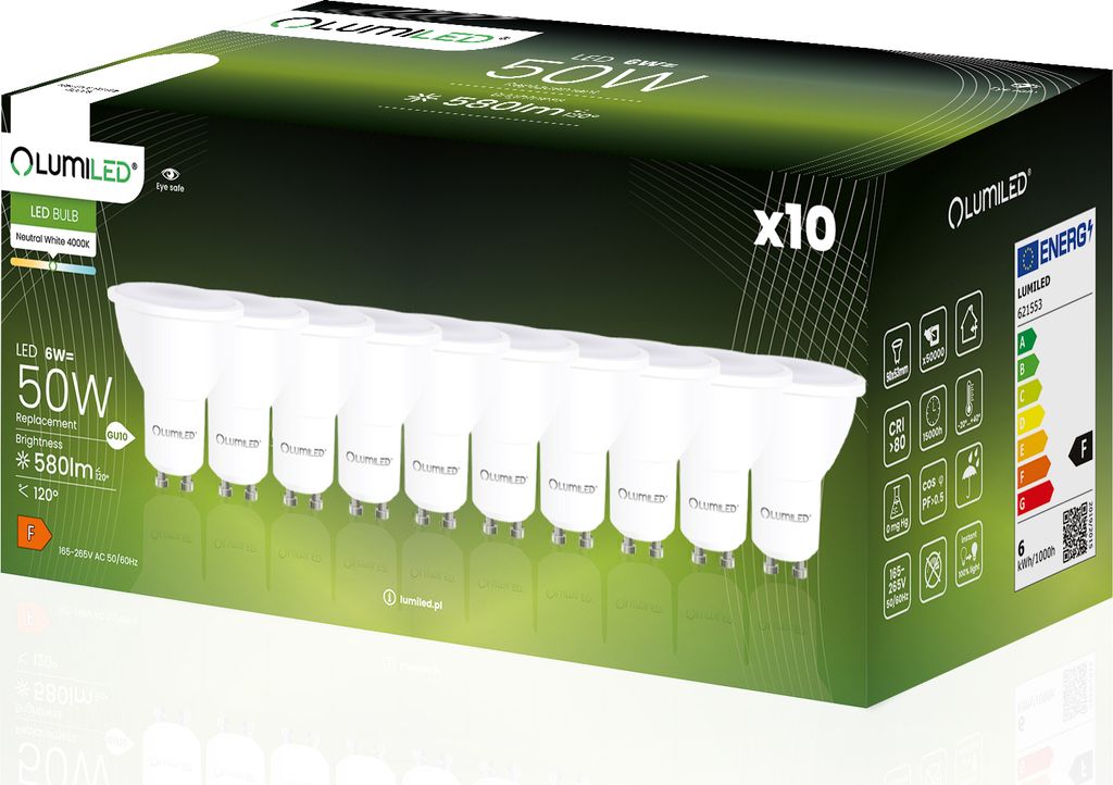 LUMILED GU10 LED 6W 580 lumen žiarovka 4000K neutrálna Obrázok produktu 