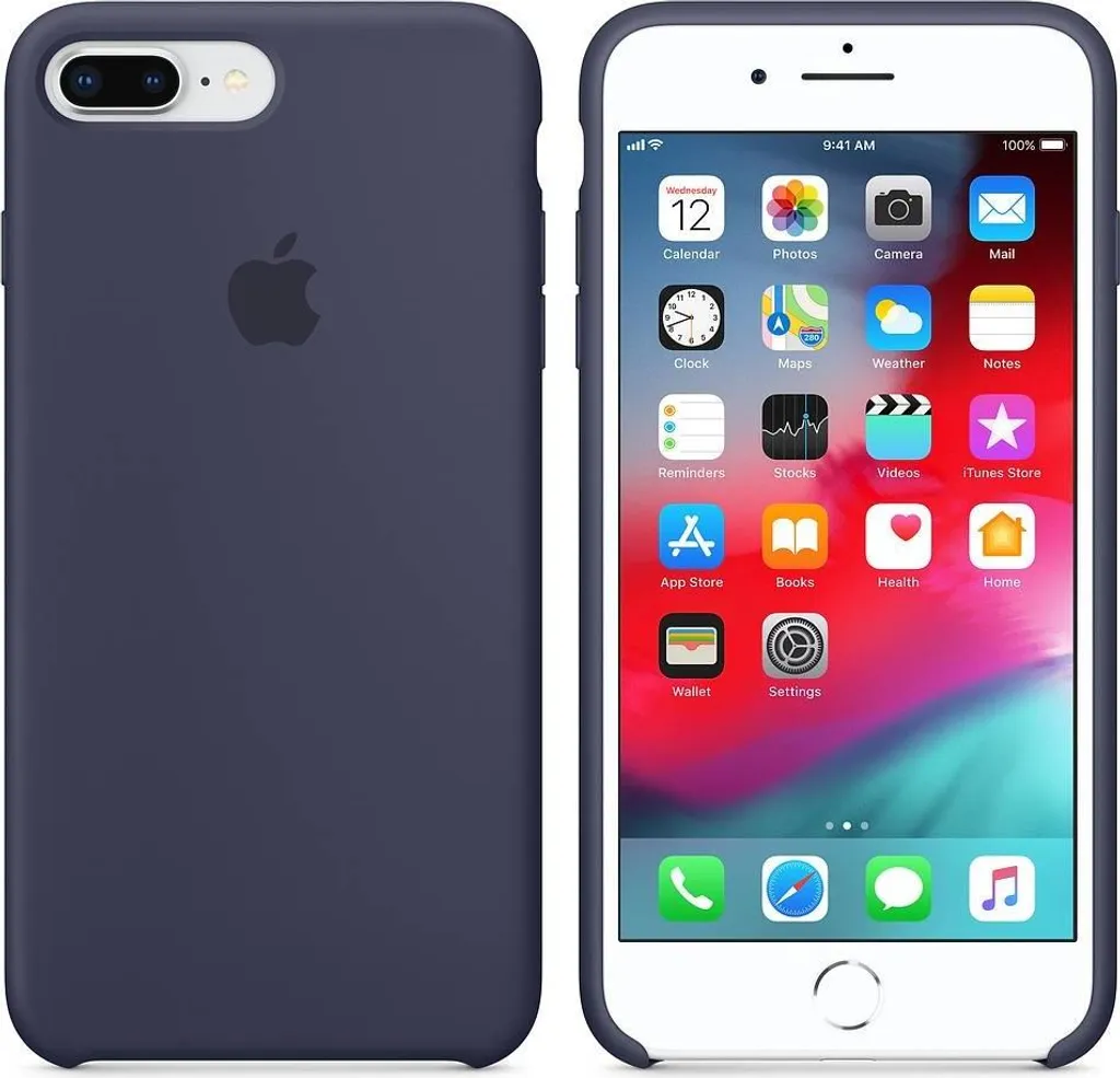 Coque iPhone 8 Plus silicone bleu nuit avec doublure en microfibre