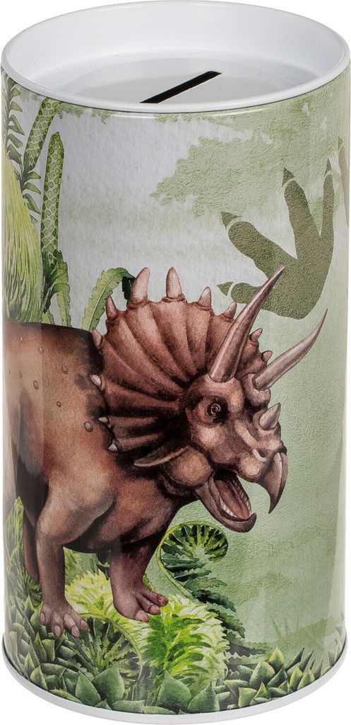 Metall Spardose Dinosaurier 15,5·8cm abnehmbarer Deckel Triceratops
