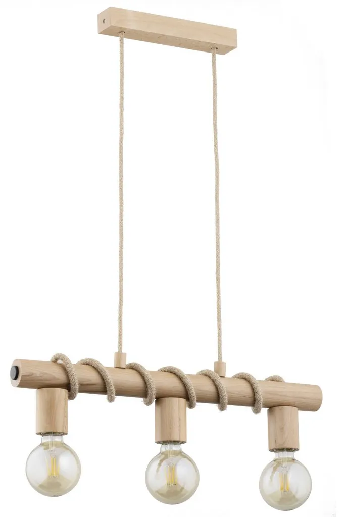Suspension KRONOS Alfa en bois clair 3xE27, luminaire de 75x13x6 cm