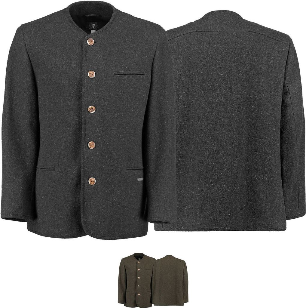 Trachtenjacke Trachtenjanker Trachten Janker aus Wolle, Größe:58/3XL, Farbe:Anthrazit