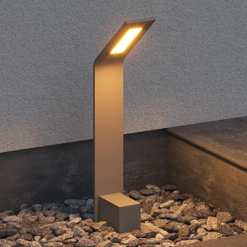 Éclairage Allée Jardin LED 6W 3000K Borne de Sol Extérieure Grise 40cm