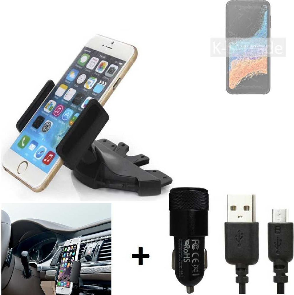 TOP SET K-S-Trade Autohalterung kompatibel mit Samsung Galaxy XCover6 Pro CD Schlitz Halterung KFZ-Halter Radio Handy Halterung 360° drehbar
