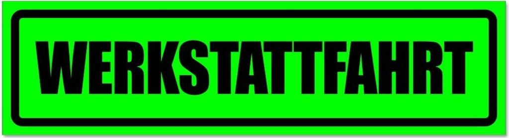 Kiwistar - Autoaufkleber - Grün - Schwarz - 20 x 5,3 cm - Werkstattfahrt invertiert - Hinweis Aufkleber Sticker für Auto, Kfz, Fahrrad, PKW, LKW
