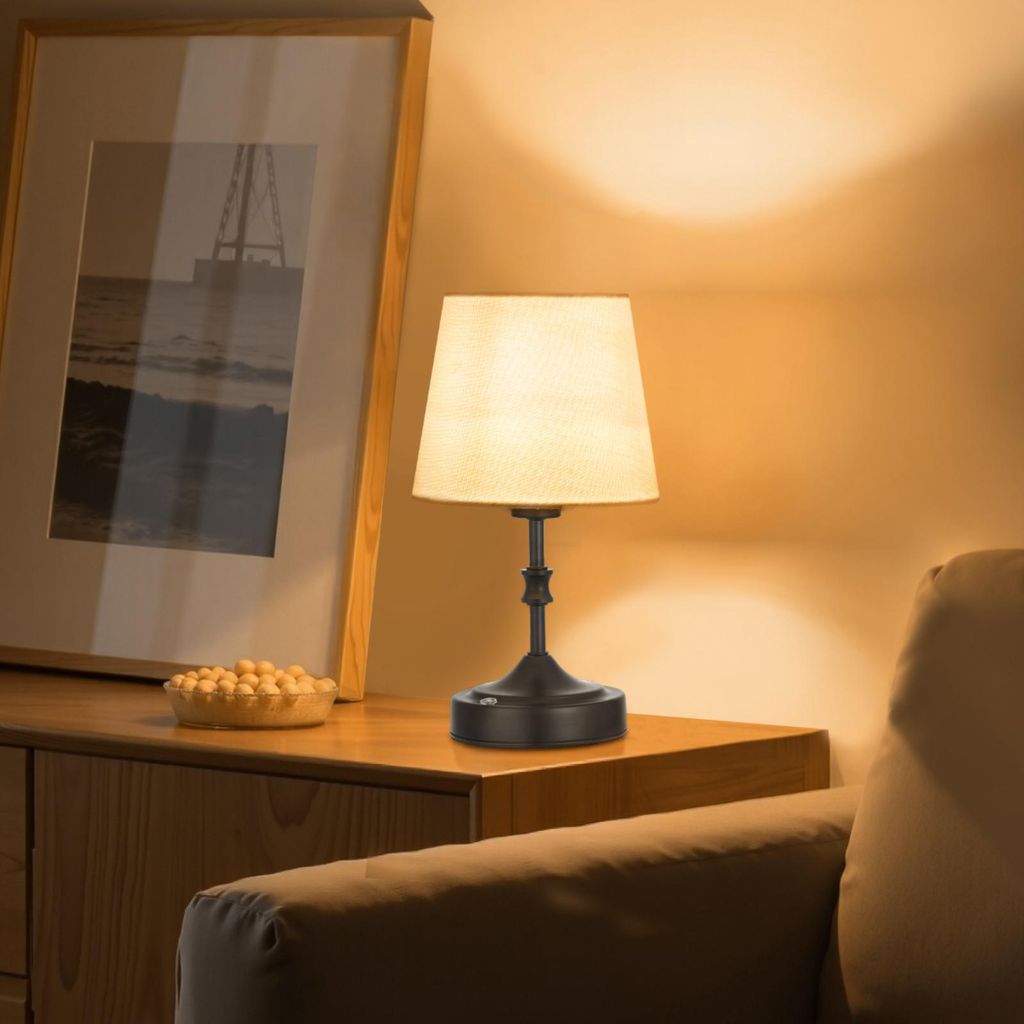 VEVOR kabellose Tischlampe Tischleuchte mit Stoffschirm & Produktbild 