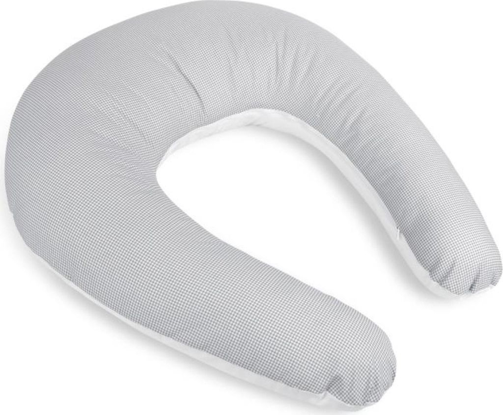 Stillkissen mit Bezug mit Reißverschluss - 180 cm Umfang - Grau,Weiß