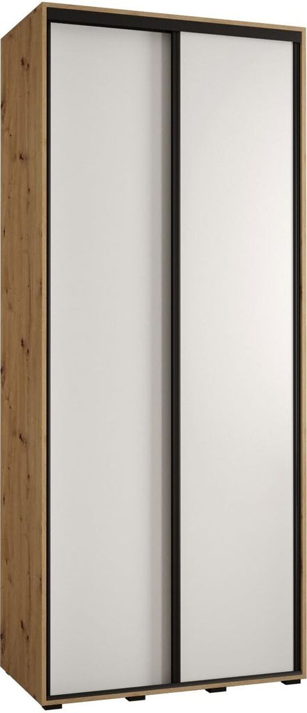 MEBLE KRYSPOL Cannes 1 Schrank mit 2 Schiebetüren - 205,2x100x45 cm - Artisan Weiß Schwarz