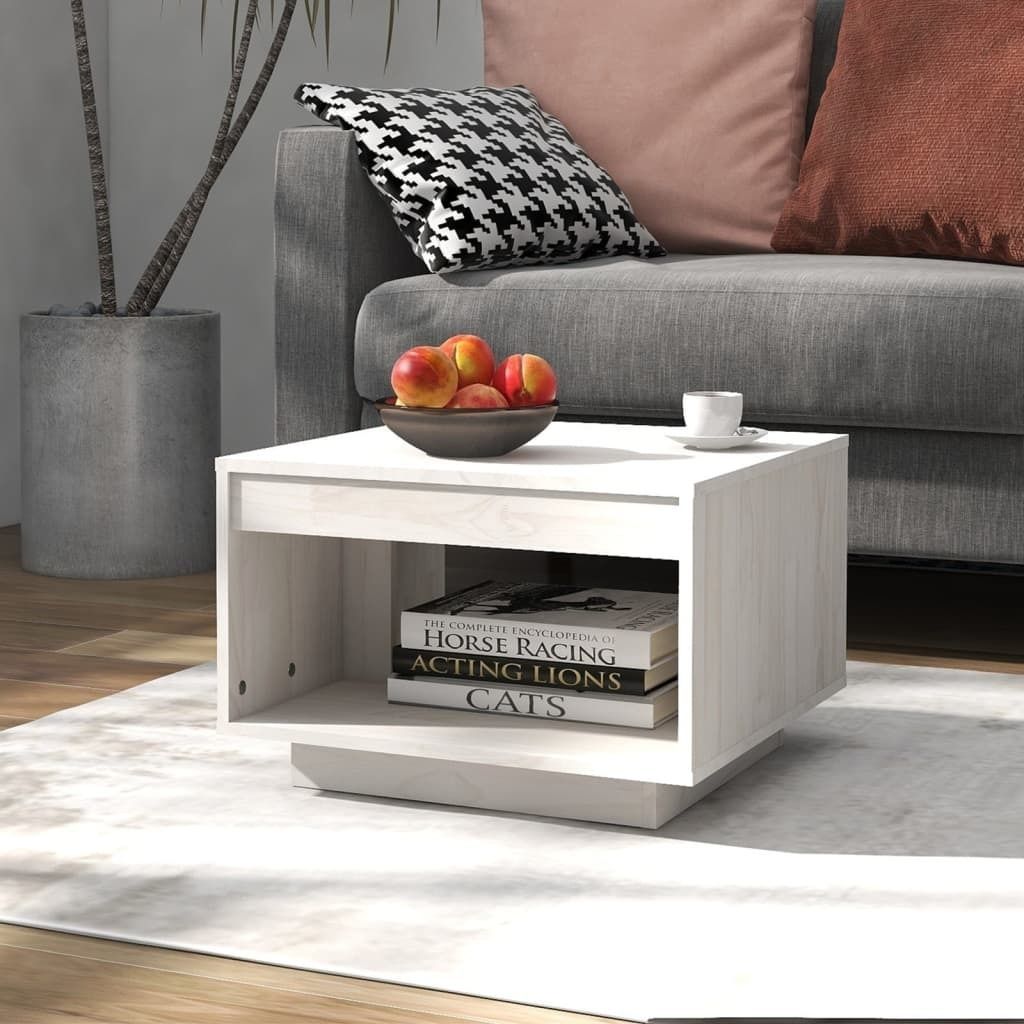 Möbel Couchtisch Weiß 50x50x33,5 cm Massivholz Kiefer - Couchtische 808504