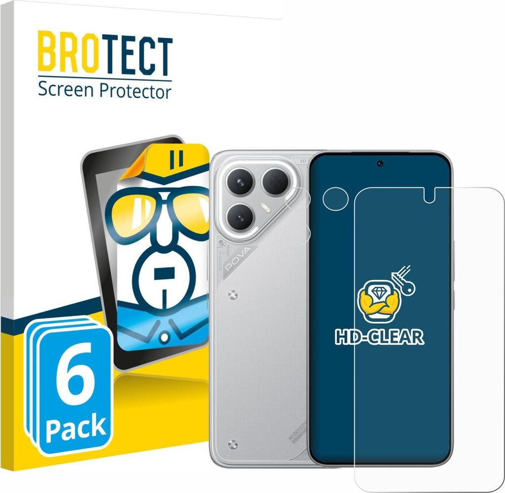 6x Für Tecno Pova 7 Pro (Display+Kamera) Schutzfolie BROTECT Displayschutz Display Schutz Folie Klar Transparent