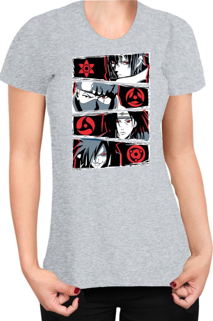Damen T-Shirt Naruto Sharingan Users, Lady XS / Grau
