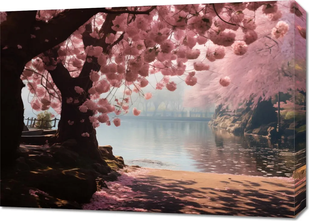 Tableau zen Le calme du sakura 70x50 cm - Décoration murale fleurie