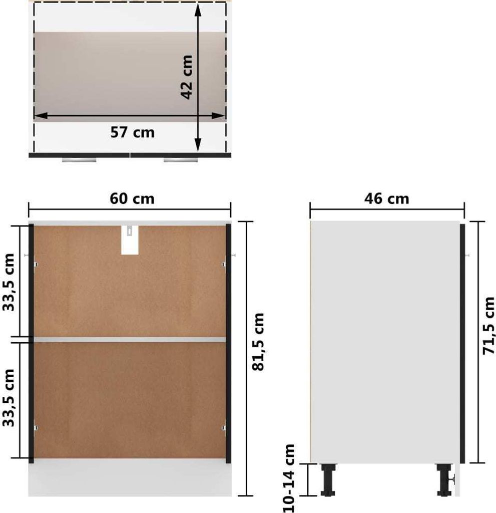 vidaXL Szafka dolna czarna 60x46x81,5 cm materiał Zdjęcie produktu 9