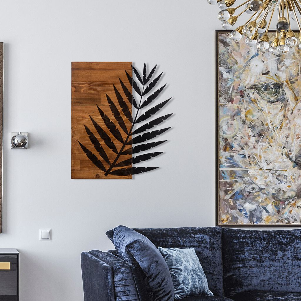 Wallity, Leaf3 Metal Decor, Wanddeko, Schwarz, Metall, 50 x 58 cm