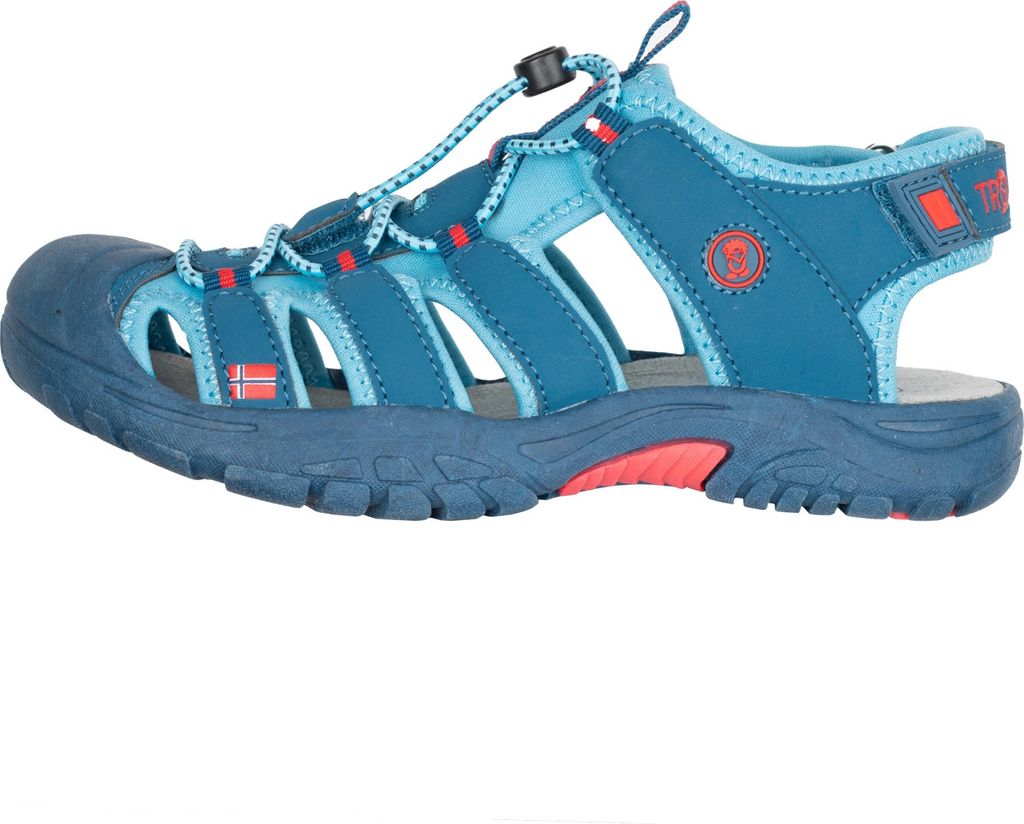 Trollkids Kinder Kvalvika Trekkingsandale dolphin blue/spicy red 35