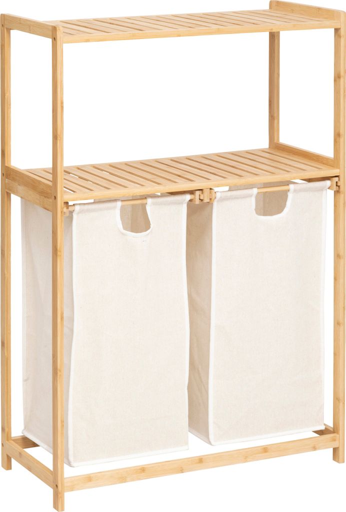 Regal "tidy box" mit 2 wäschesäcken aus braunem bambus 72x33cm - 5 five simply smart