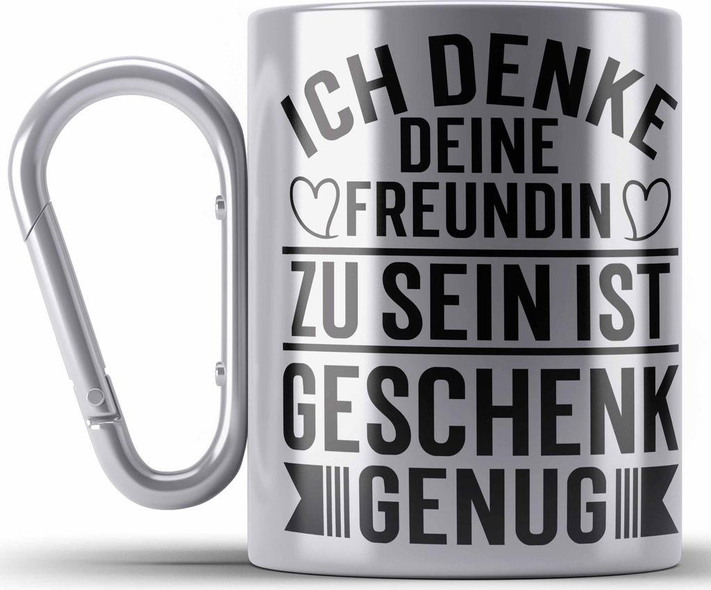 Trendation - Lustige Edelstahl Tasse Karabiner Valentinstag Produktbild 